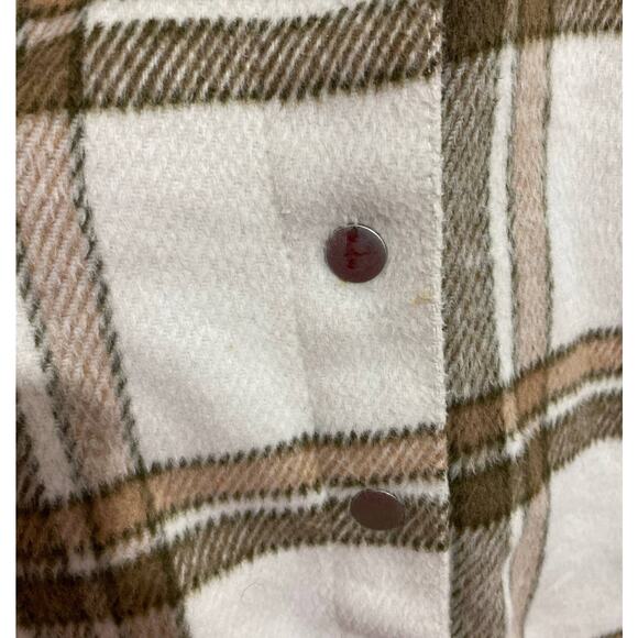 Eloquii Elements Size 14/16 Cream Tan Plaid Wool Blend Shacket with Belt Pocket - Picture 10 of 13